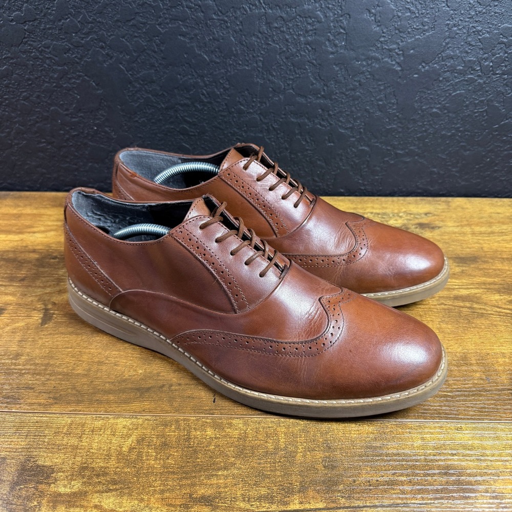 Gino Cherruti 2074 6036 Tan Leather Wingtip Oxford Mens Size 12‎